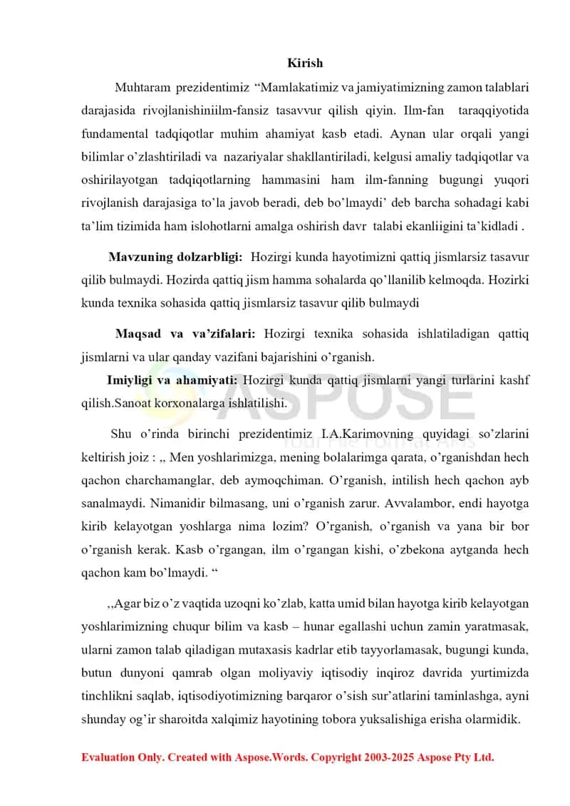 Kurs ishi “Qattiq jismlarda issiqlik kengayishi” 2