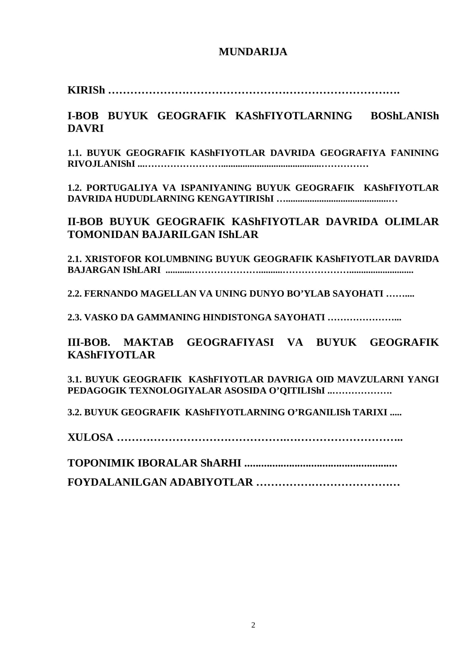 BUYUK GEOGRAFIK KASHFIYOTLAR VA TOPONIMIKA 2