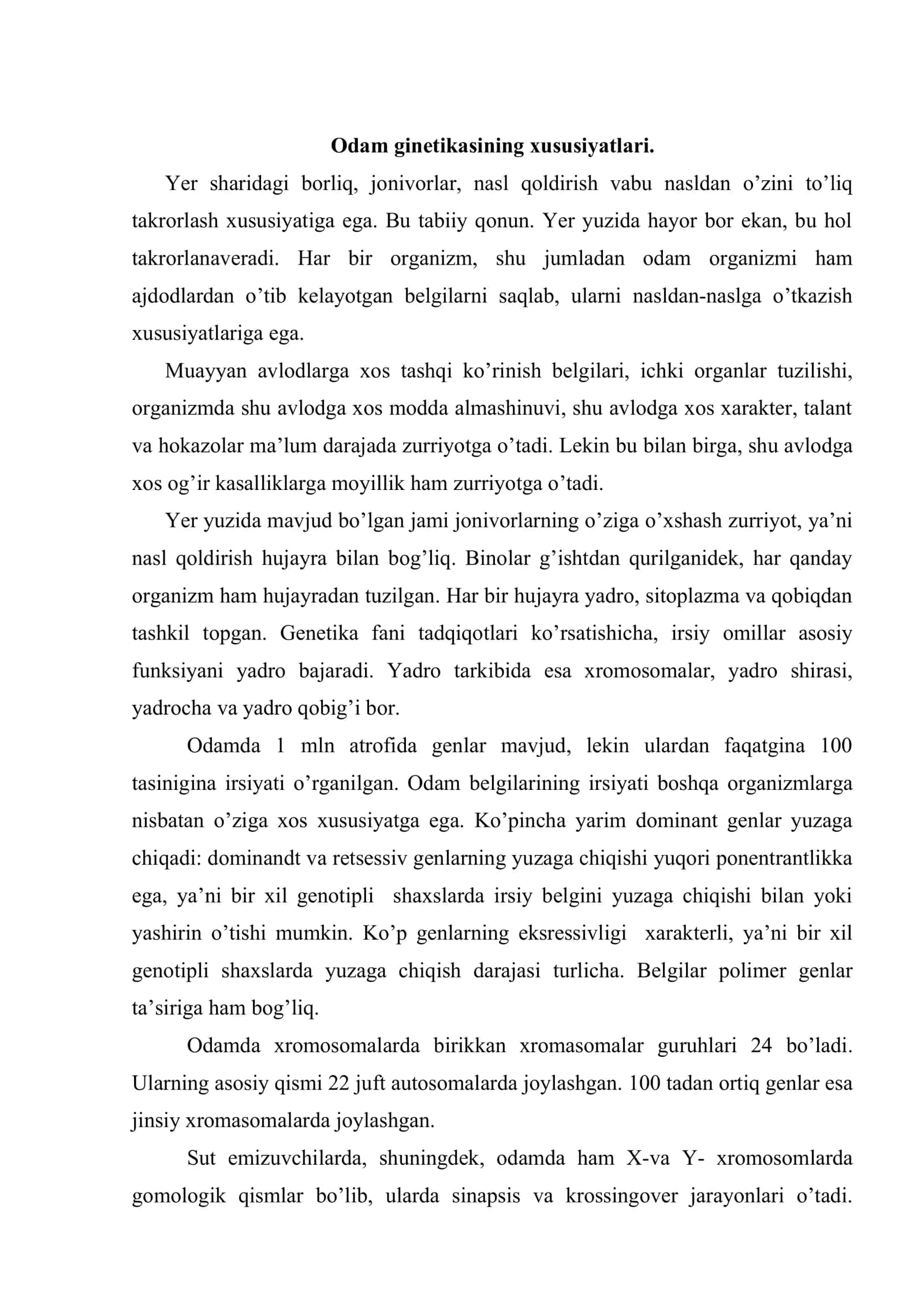 Irsiyat va salomatlik 2
