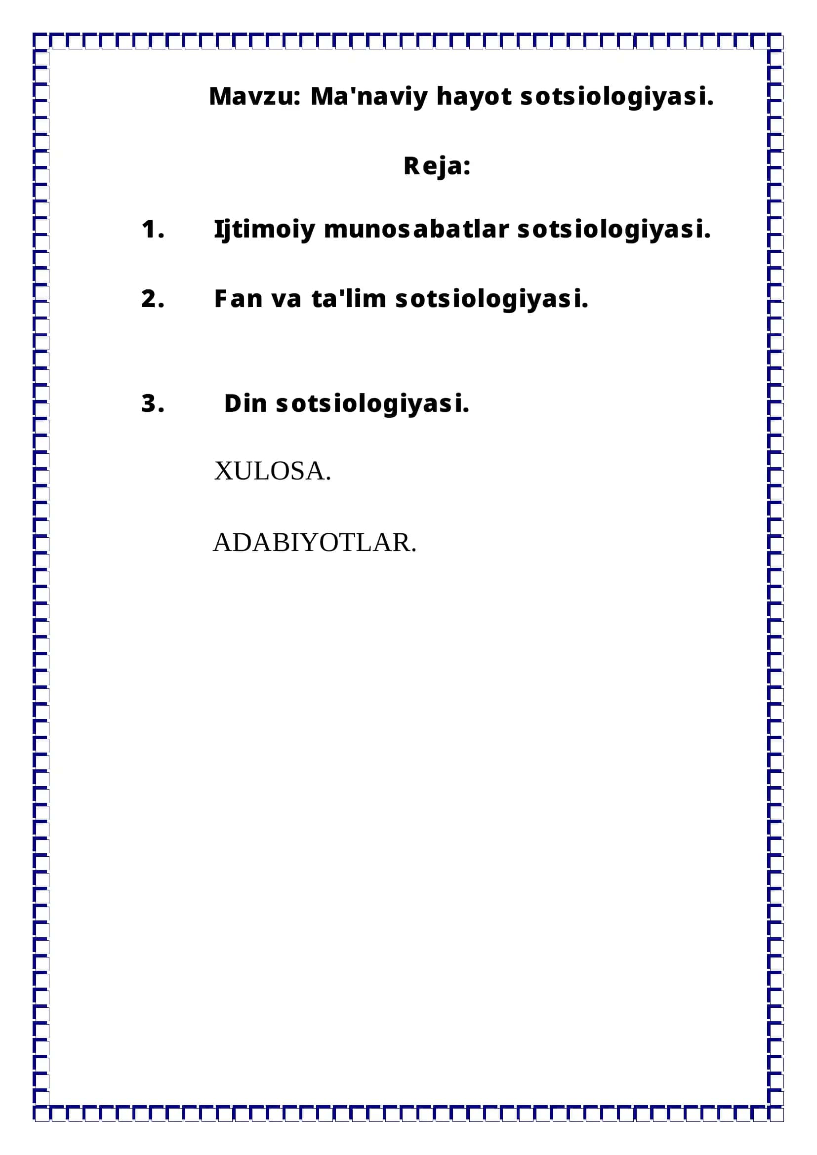 Ma'naviy hayot sotsiologiyasi 2