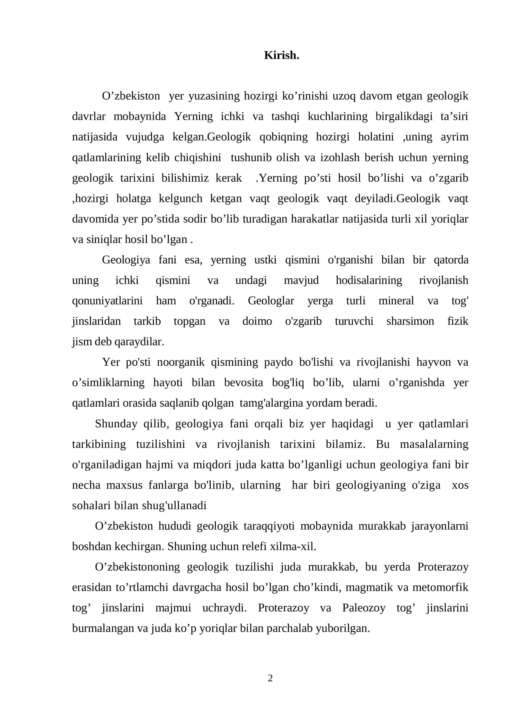 O’zbekiston Tabiiy Geografiyasi 2