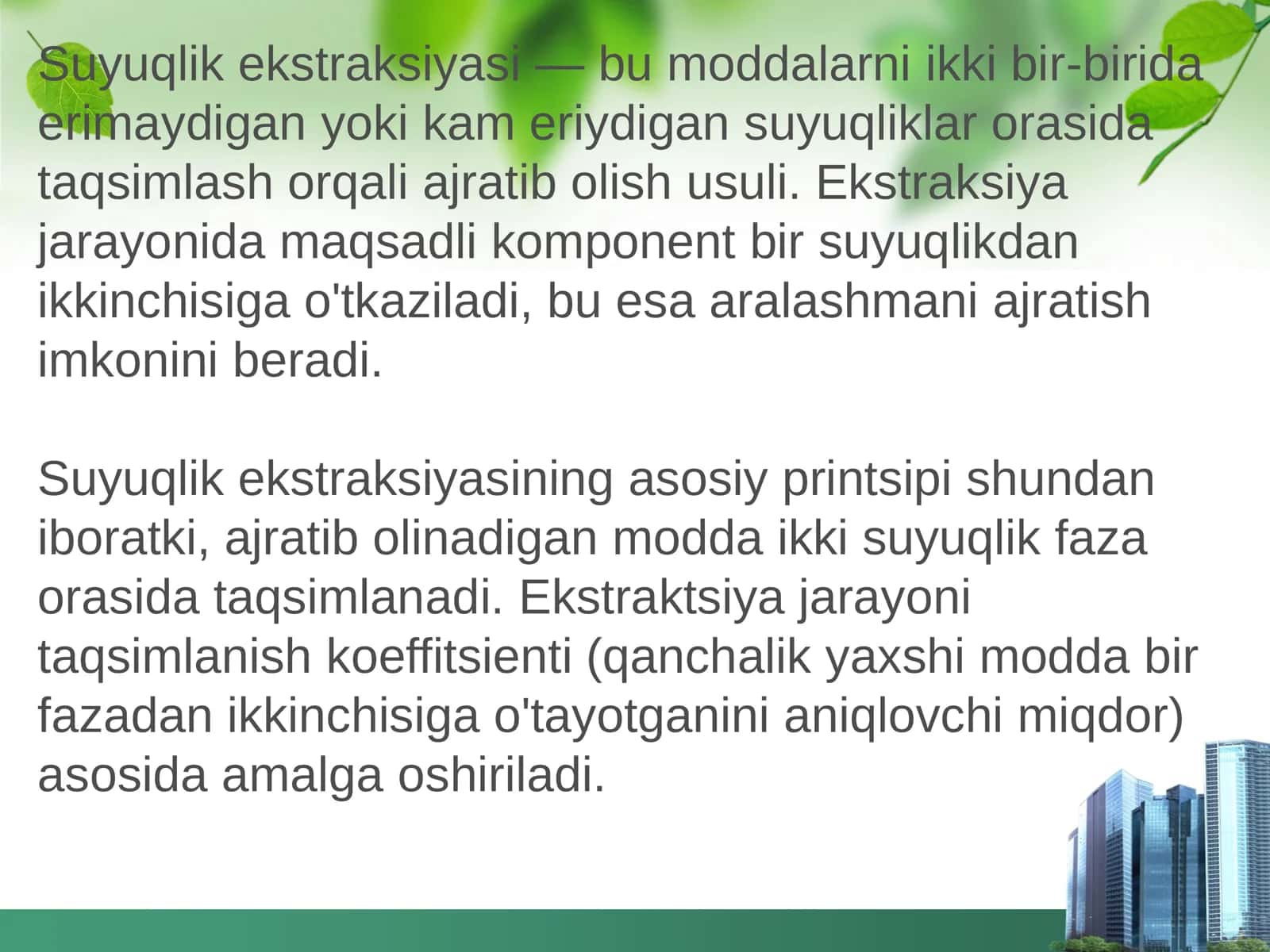 Suyuqlik ekstraksiyasi 2