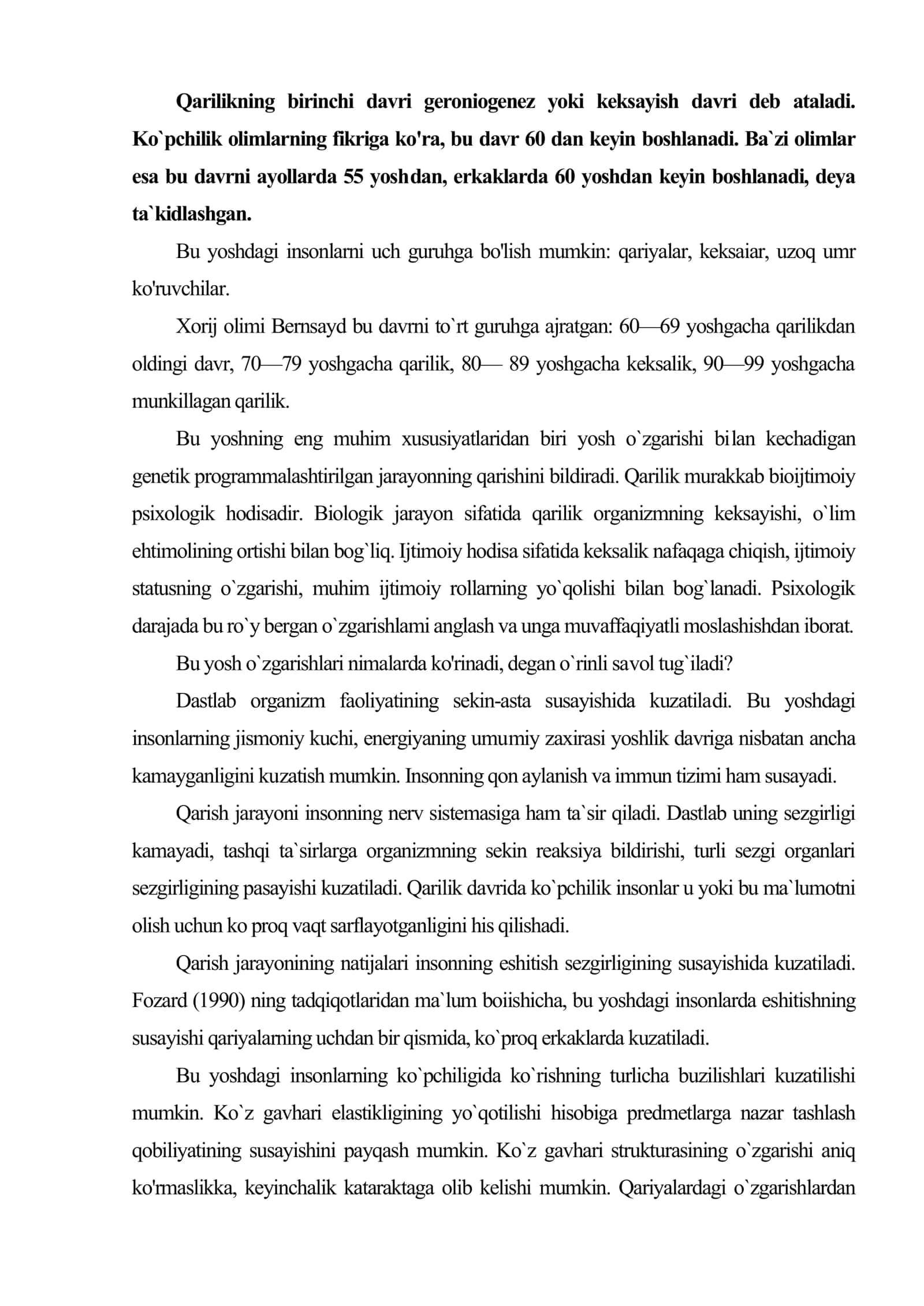 Keksayish va keksalik 2