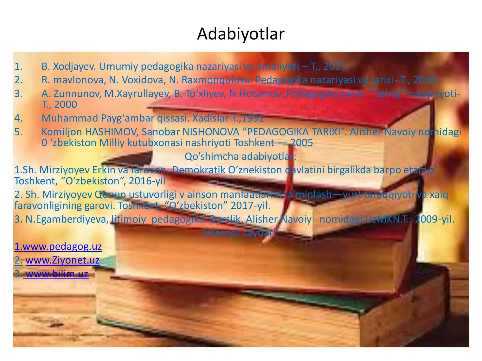 Umumiy pedagogika nazariyasi va amaliyoti 2