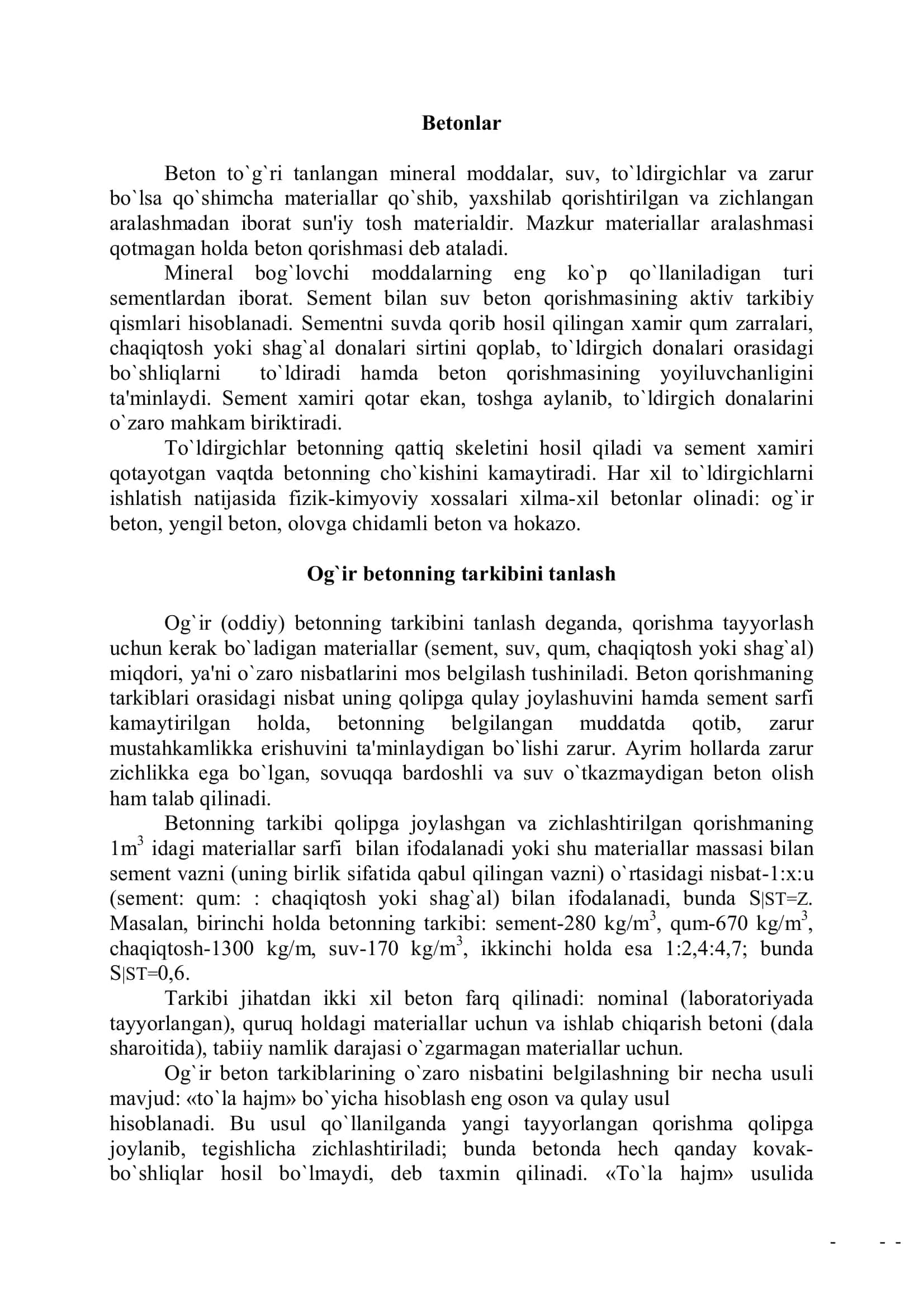 OG’IR BETON TARKIBINI TANLASH 2