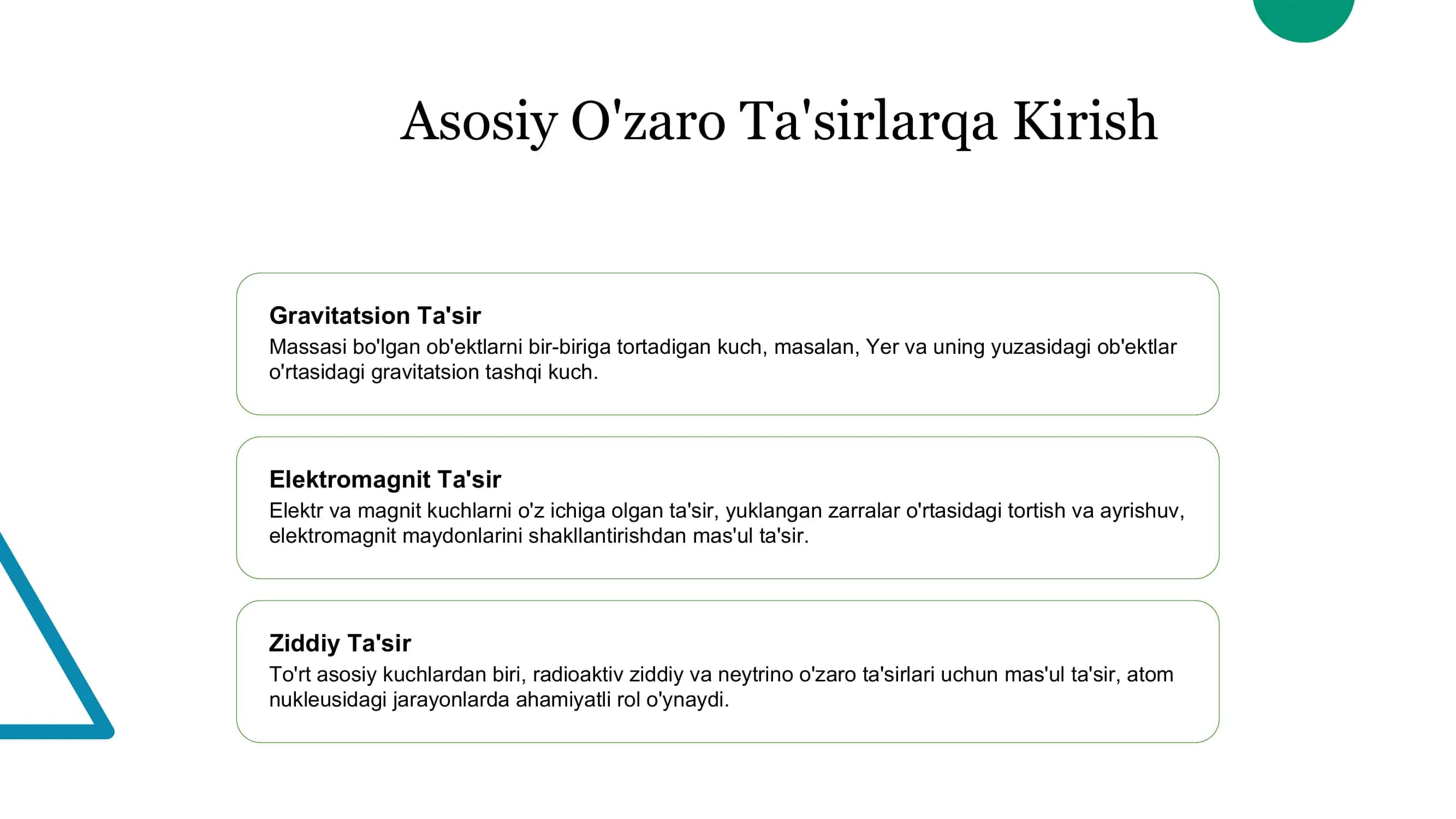 Fundamental o'zaro ta’sirlar turlari 2