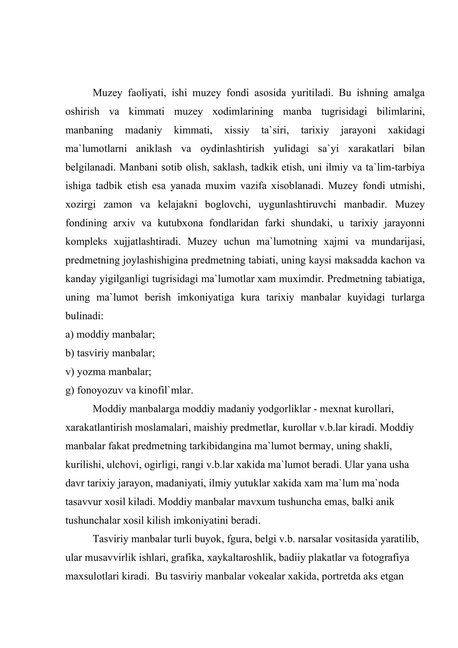 Davlat muzey fondi. Muzey ashyolarini o`rganish 2