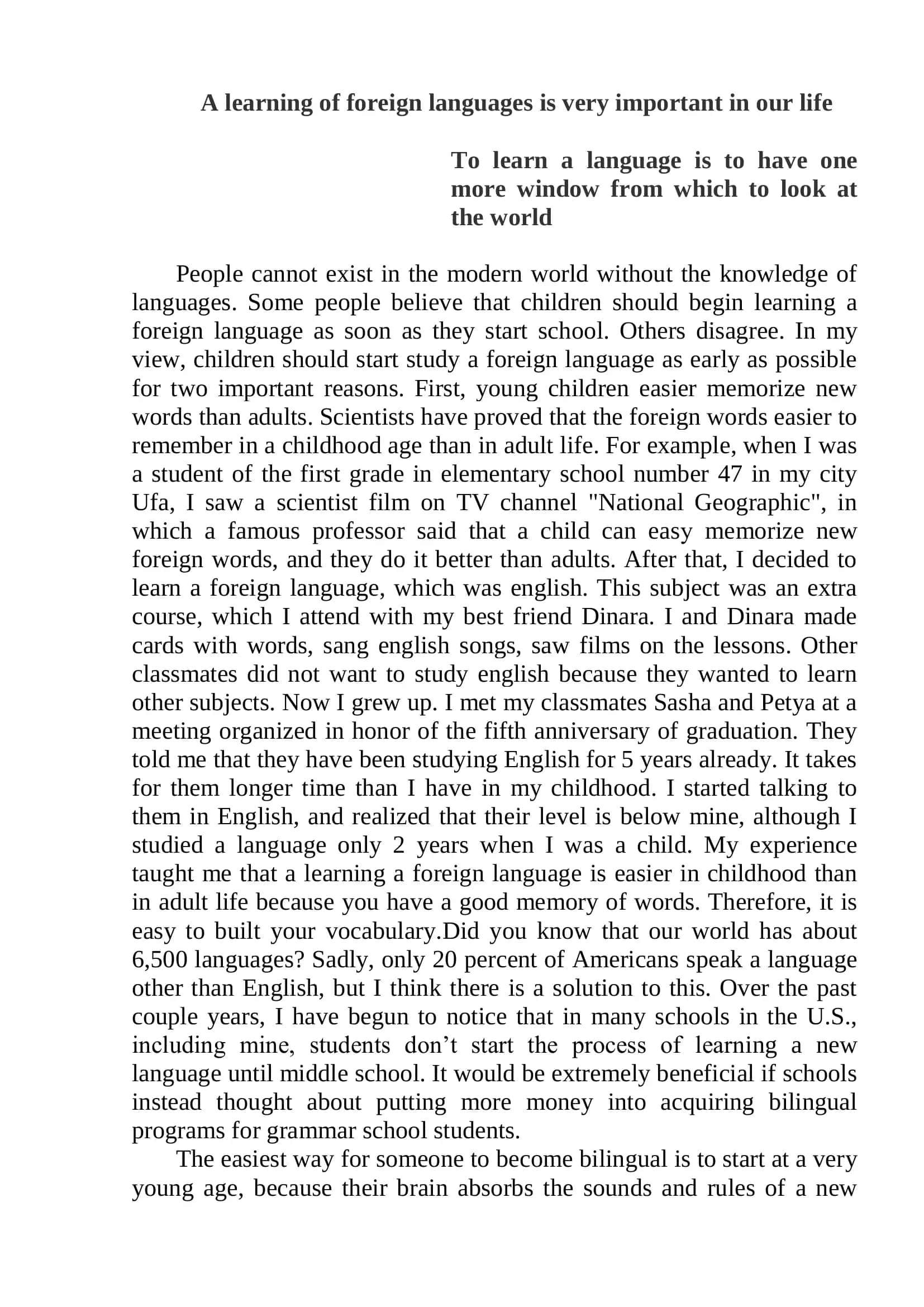 Referat on the Importance of Learning Foreign Languages 2