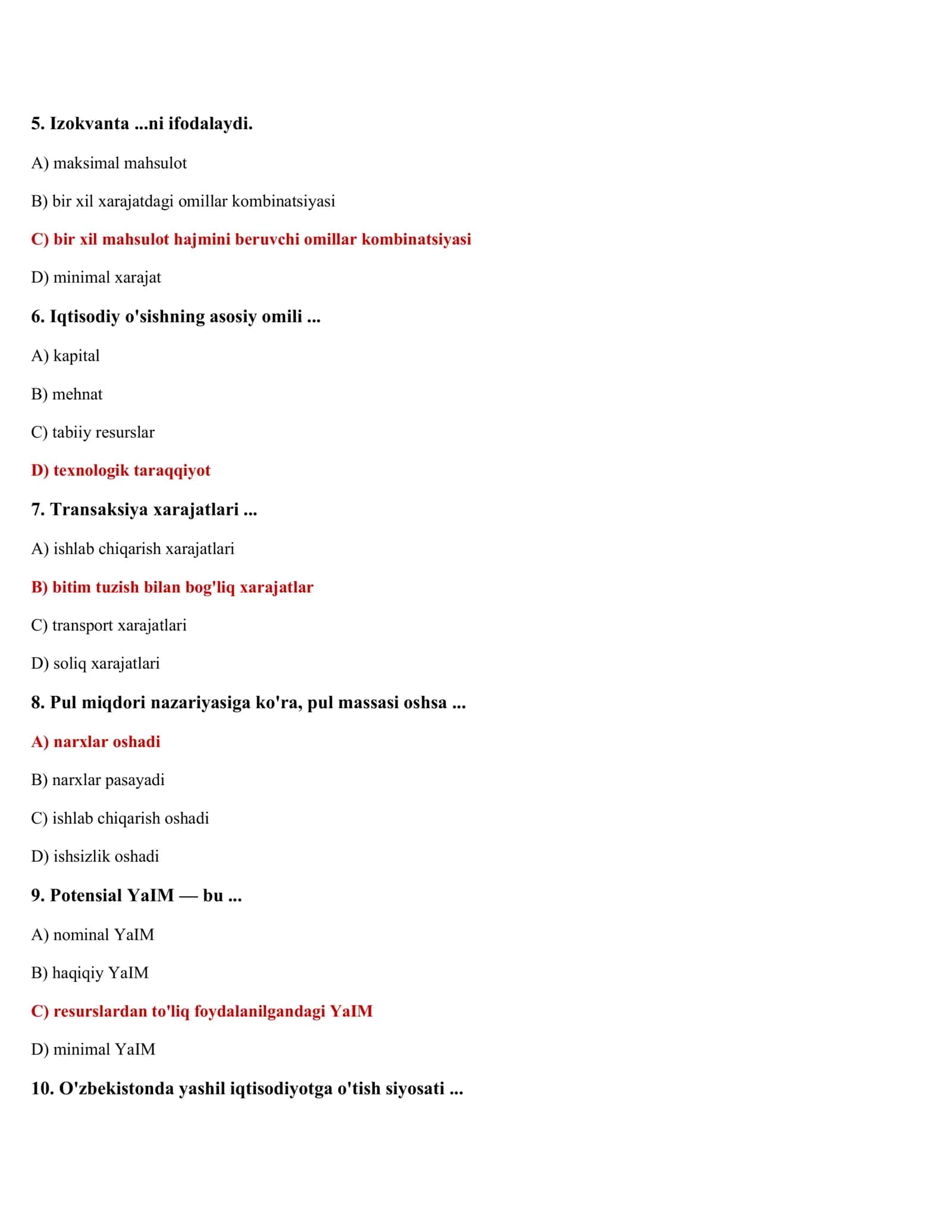 IQTISODIYOT FANIDAN TESTLAR (500 ta) 2