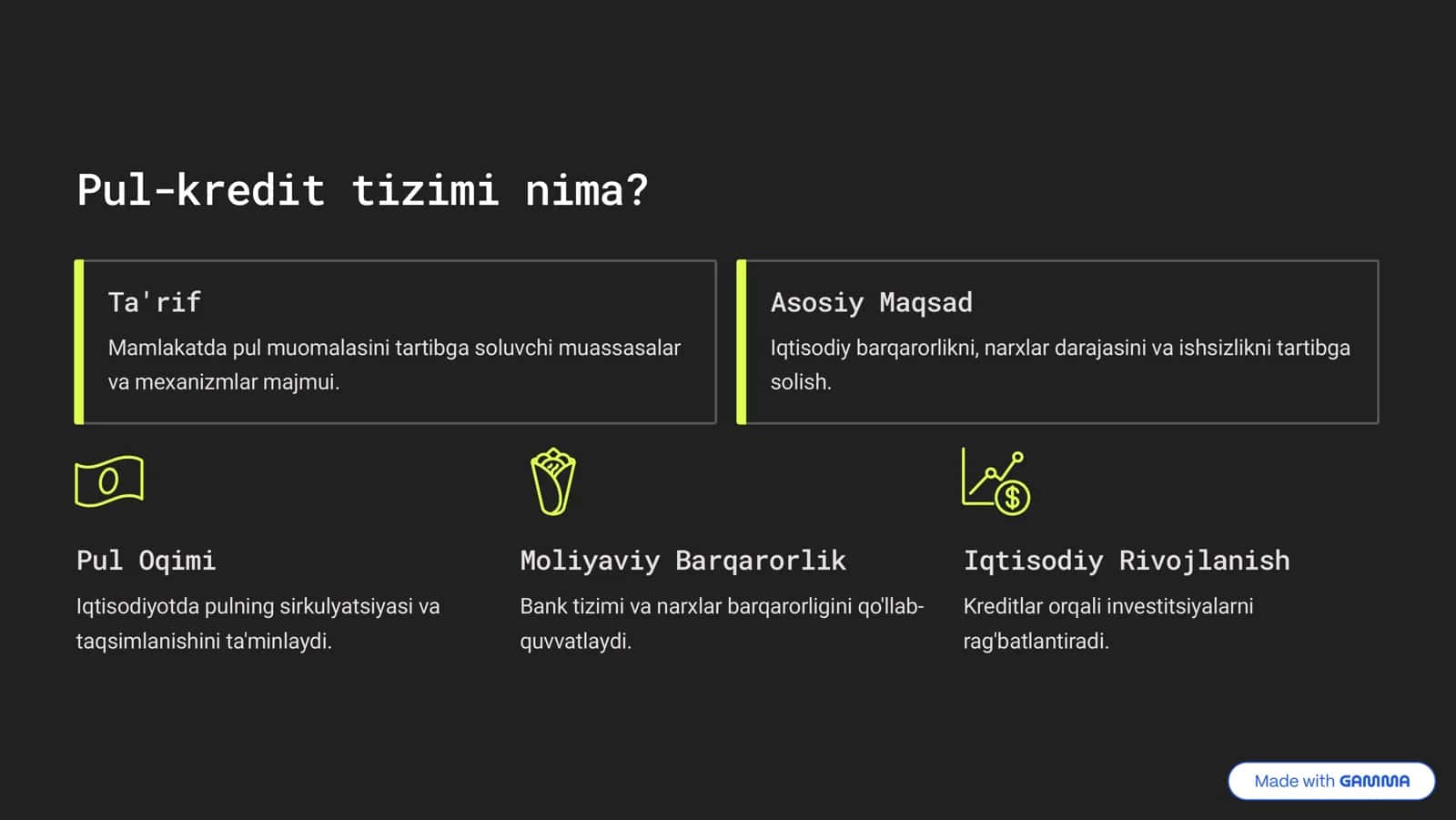 Pul kredit tizimi va banklar 2
