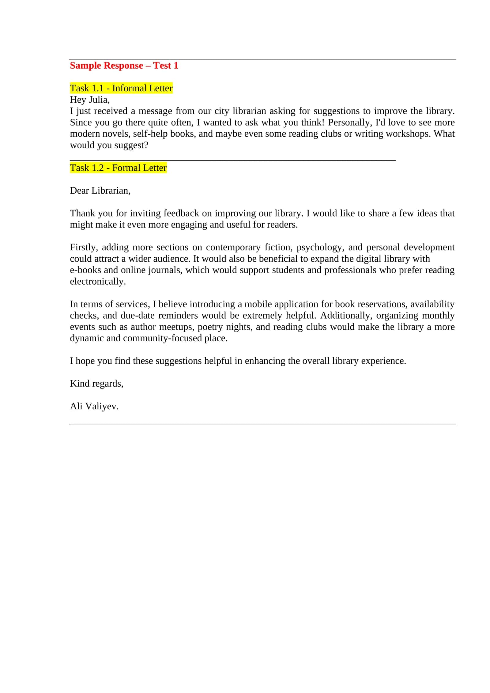 Informal email 2