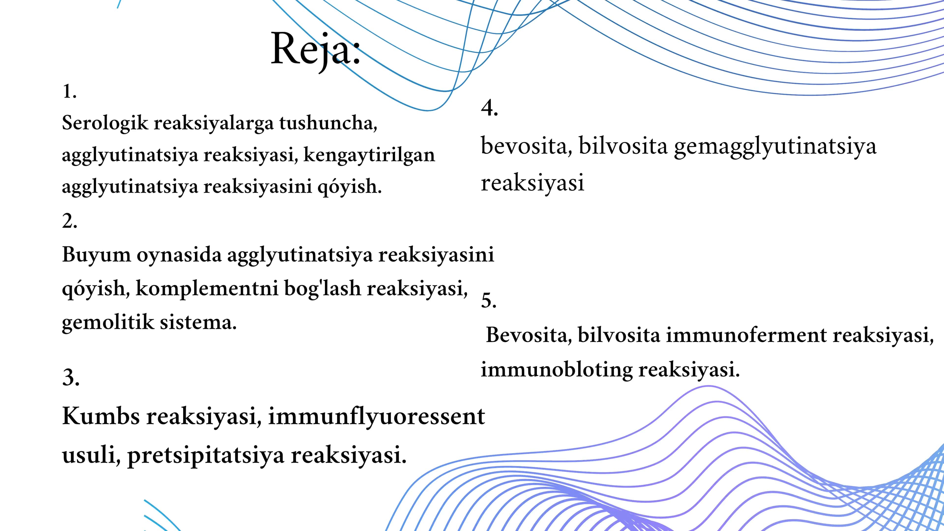 Serologik reaksiyalar va ularnining amaliyotda qoʻllanilishi 2