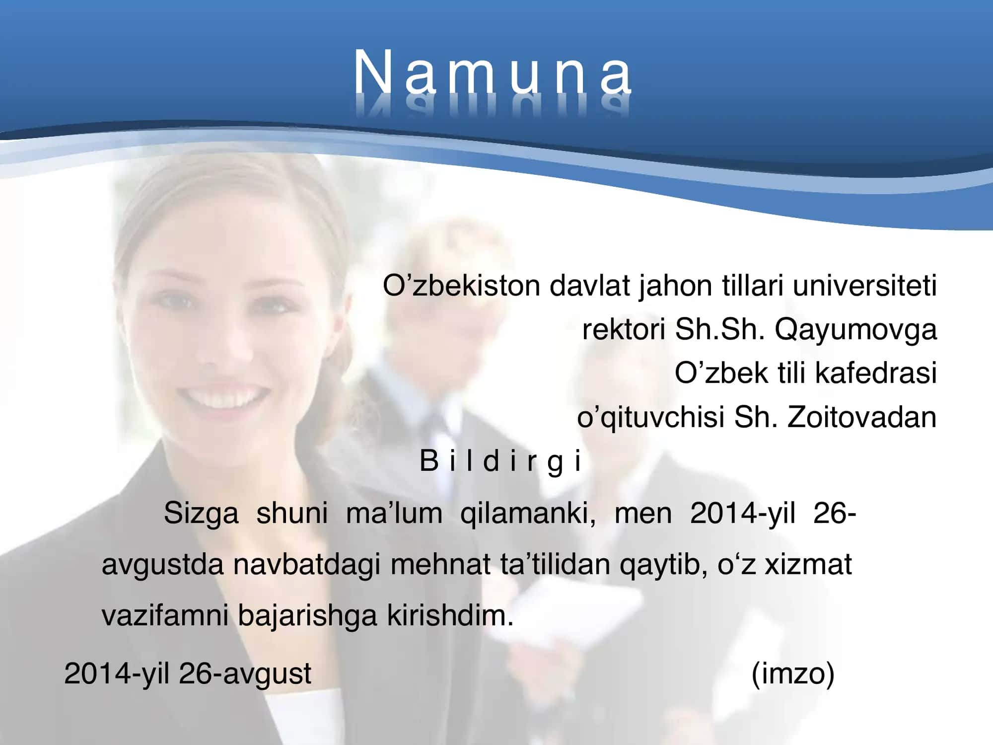 Bildirgi yozish qoidalari va namuna 2