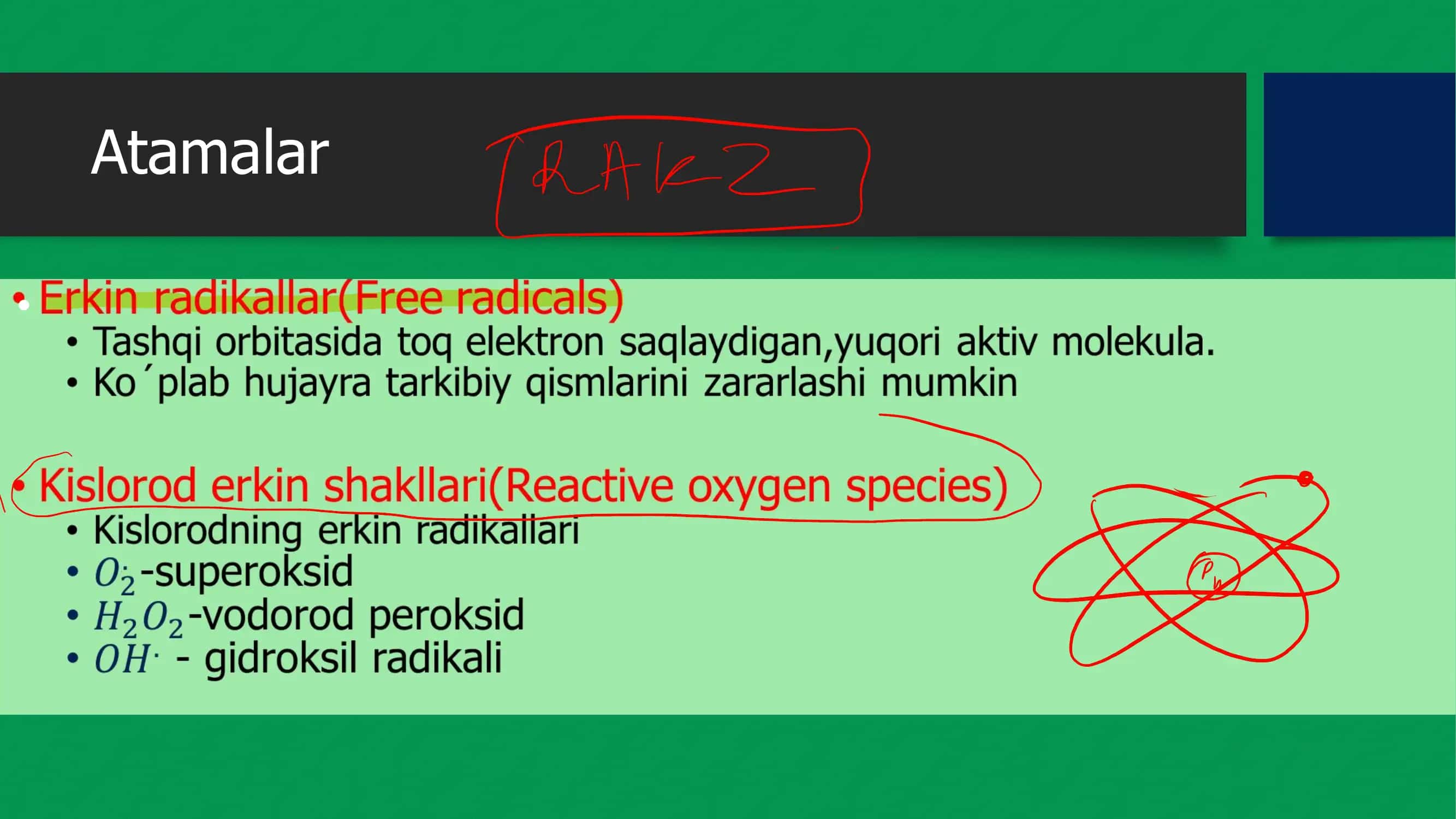 Hujayra shikastlanishi , Erkin radikallar,Kislorodni aktiv shakllari 2