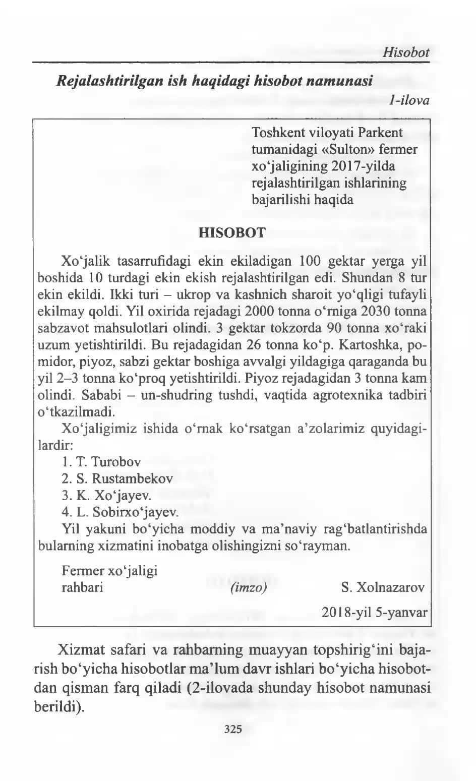 Hisobot yozish qoidalari va namunasi 2