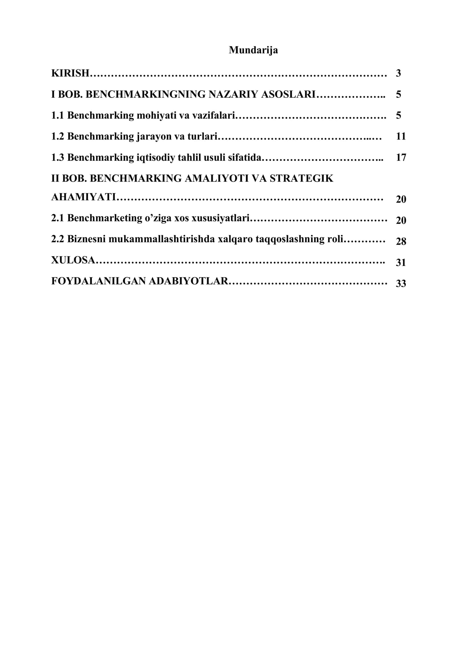Benchmarking iqtisodiy tahlil usuli sifatida 2