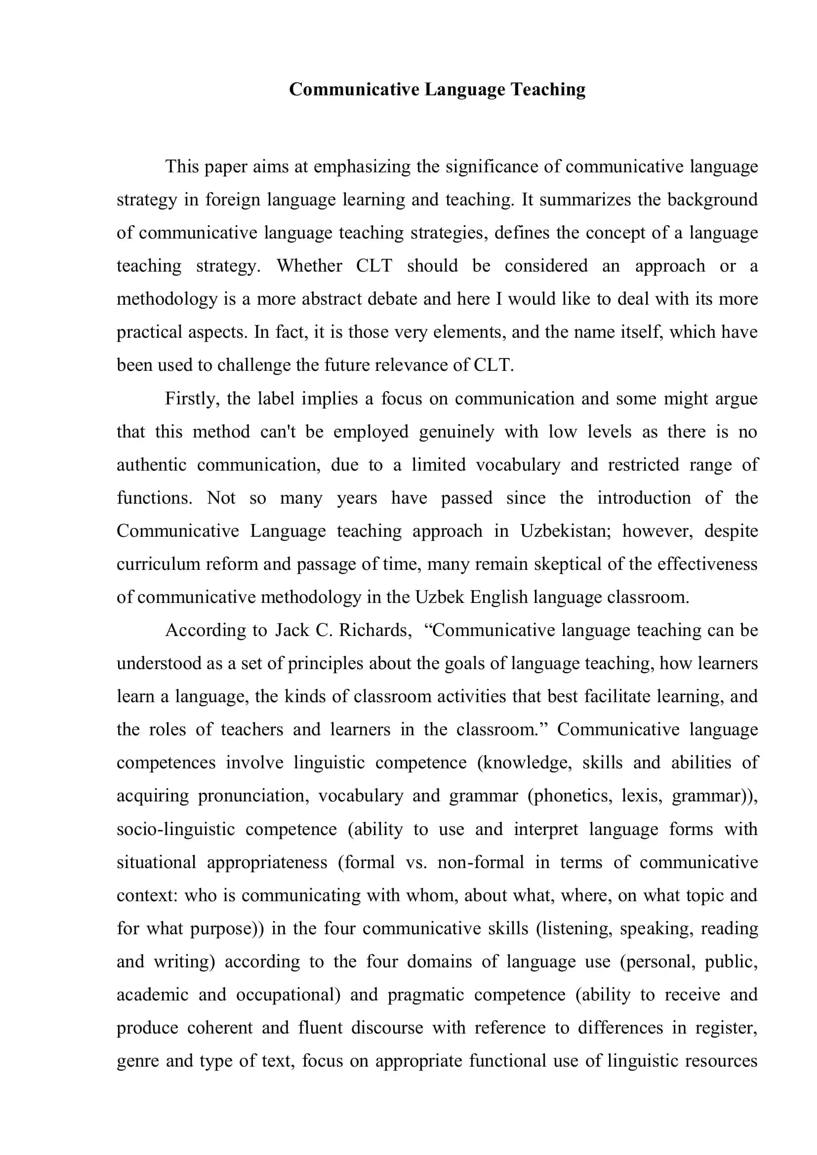 Communicative Language Teaching 2