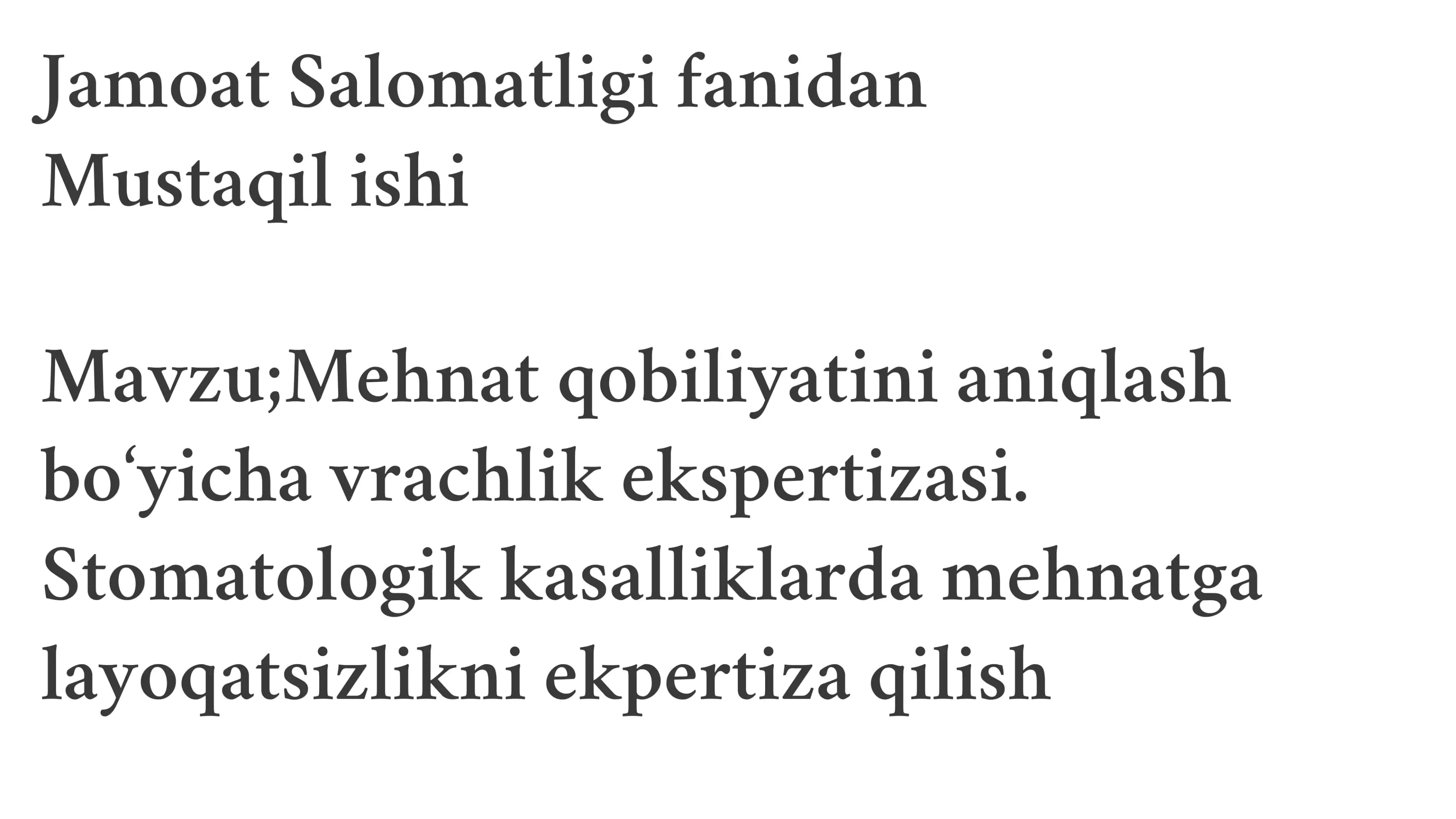 Jamoat salomatligi fanidan mustaqil ish 2