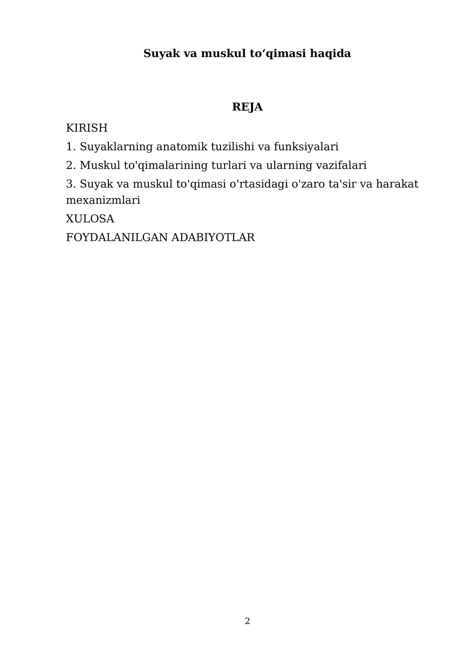 Suyak va muskul toʻqimasi haqida 2