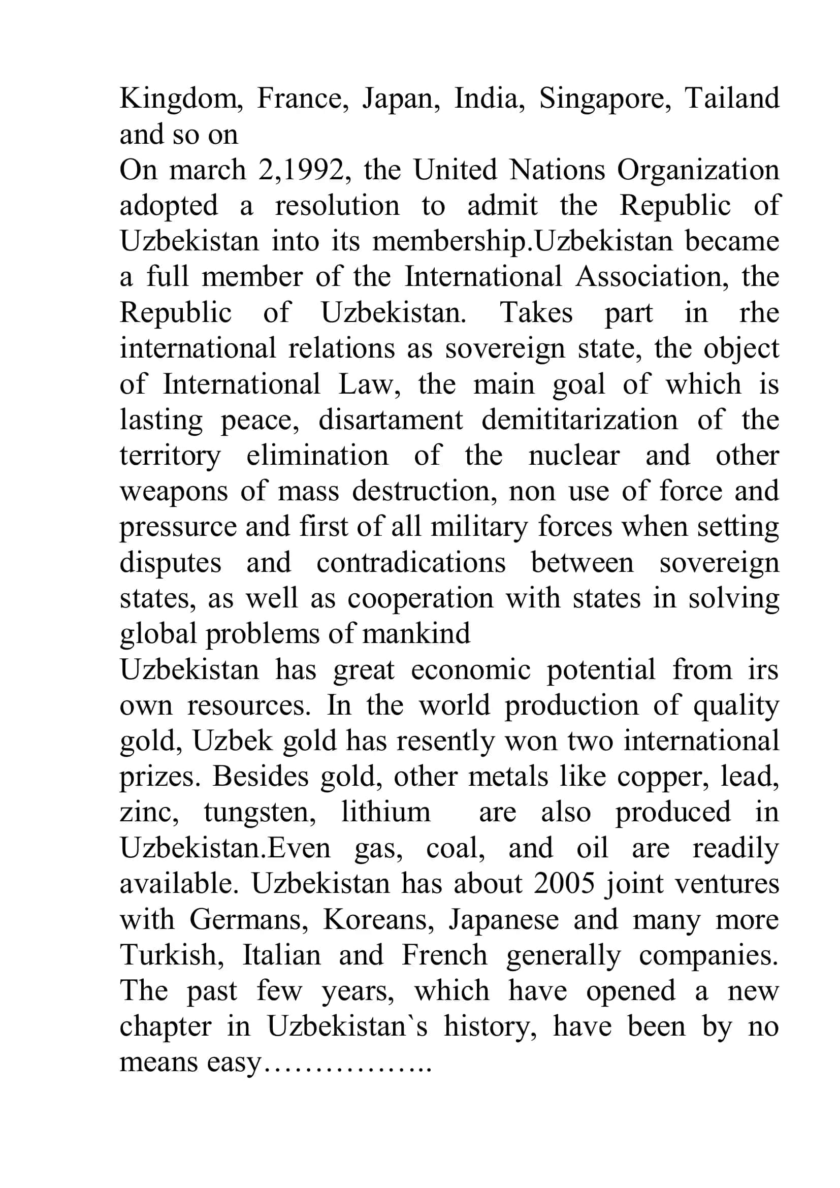 Economic Development of Uzbekistan 2