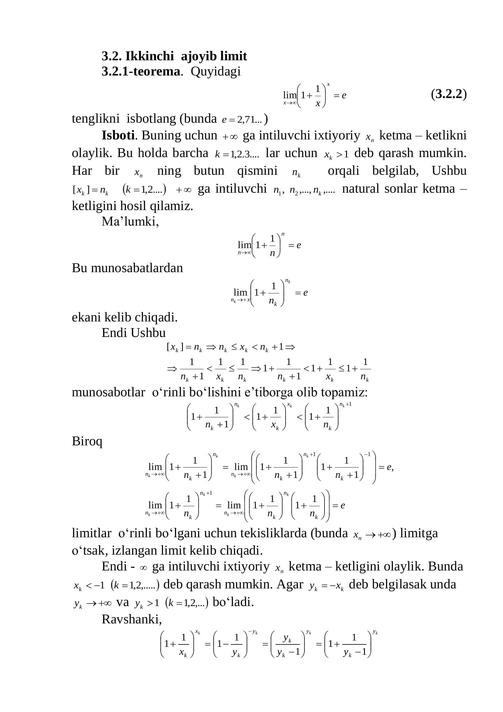 VA 2-AJOYIB LIMITLAR. EKVIVALENT CHEKSIZ KICHIK FUNKSIYALAR 2