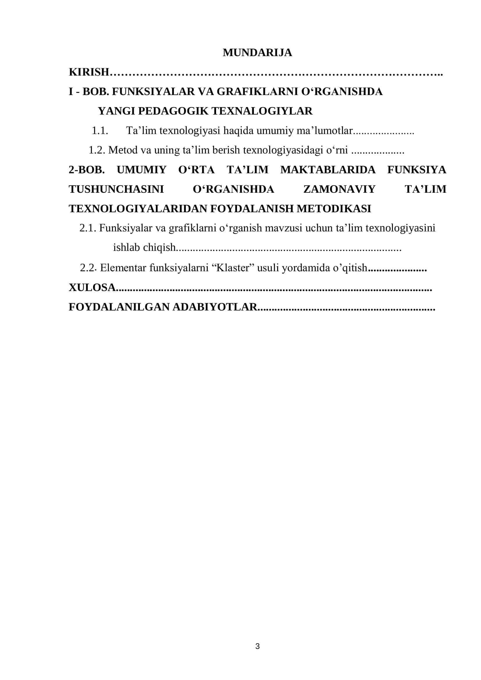 FUNKSIYA TUSHUNCHASINI O‘QITISH METODIKASI 2