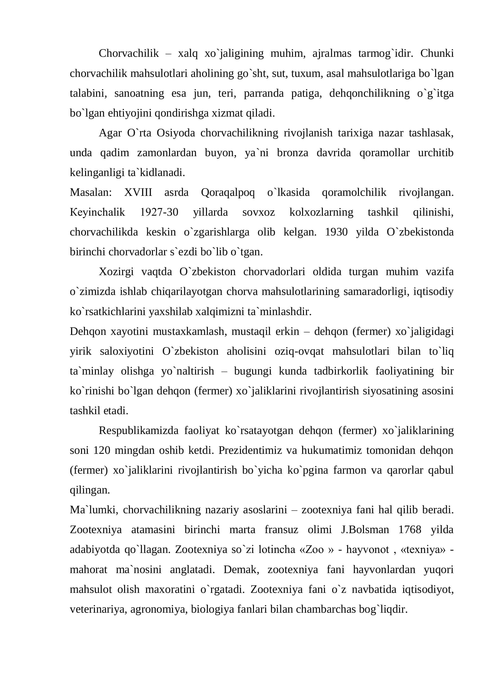 Chorvachilik tarmog`ining halq xo`jaligidagi ahamiyati 2