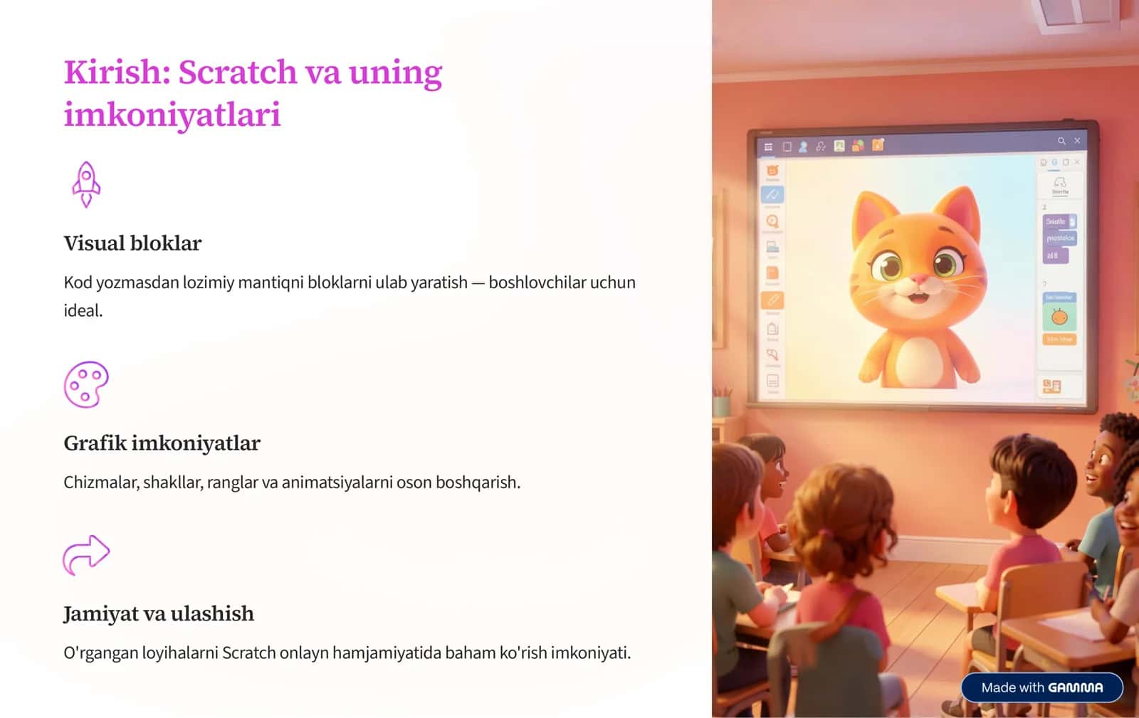 Scratch dasturida shakllar bilan ishlash 2