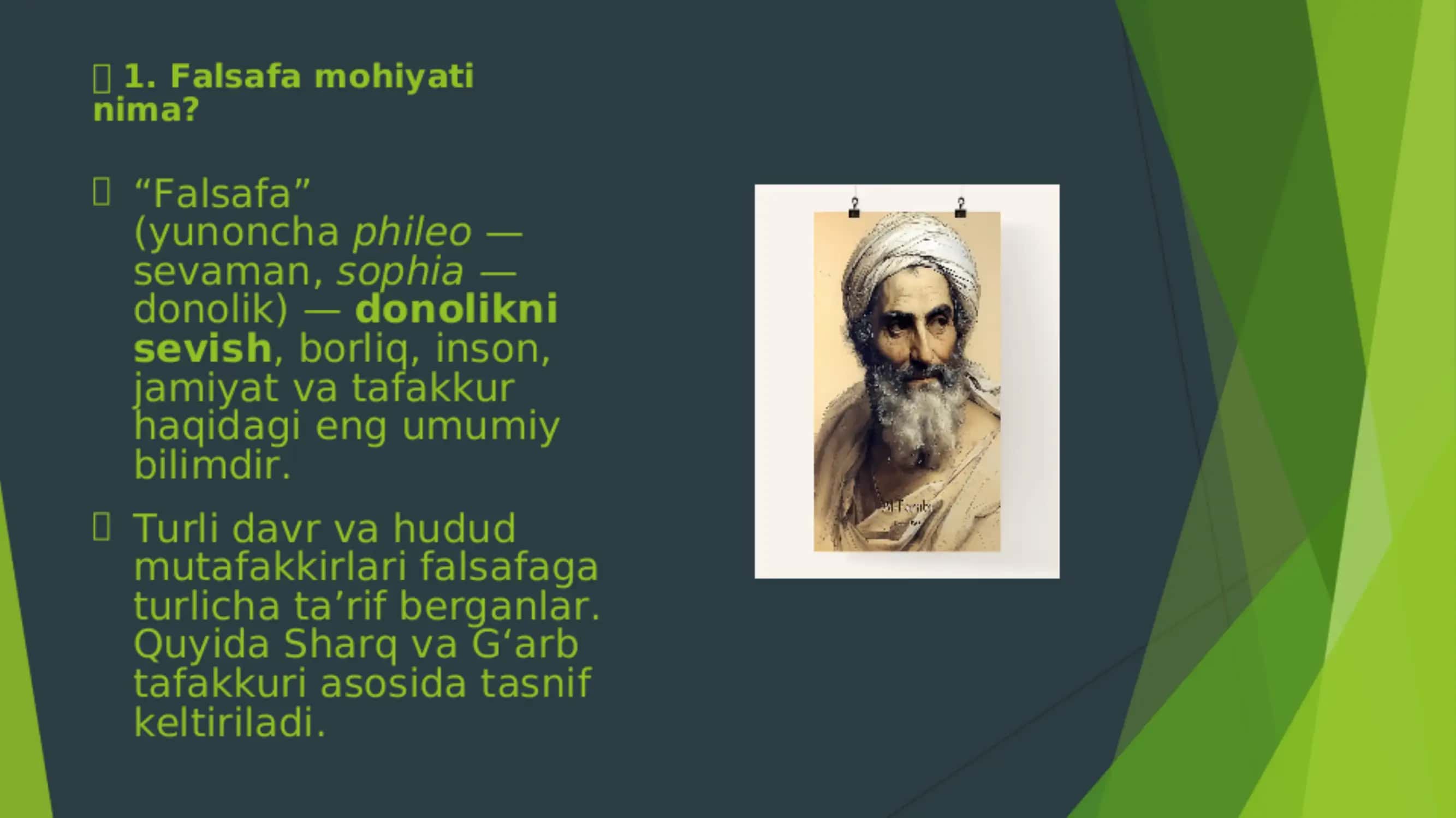Falsafadan mustaqil ish uchun taqdimot 2