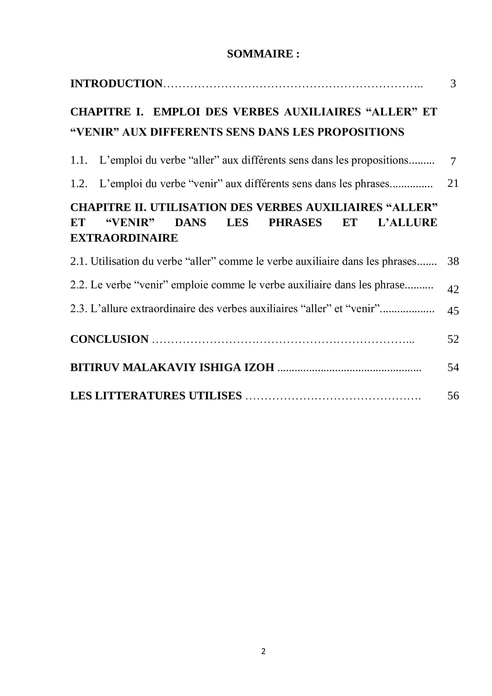 Utilisation des verbes auxiliaires "aller" et "venir" dans les propositions 2