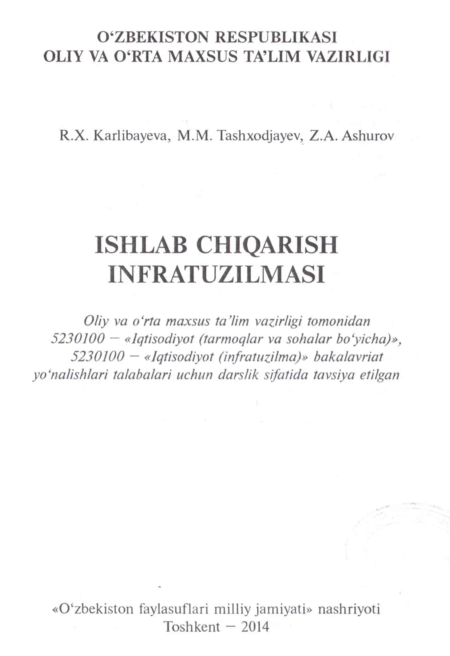 ISHLAB CHIQARISH INFRATUZILMASI 2
