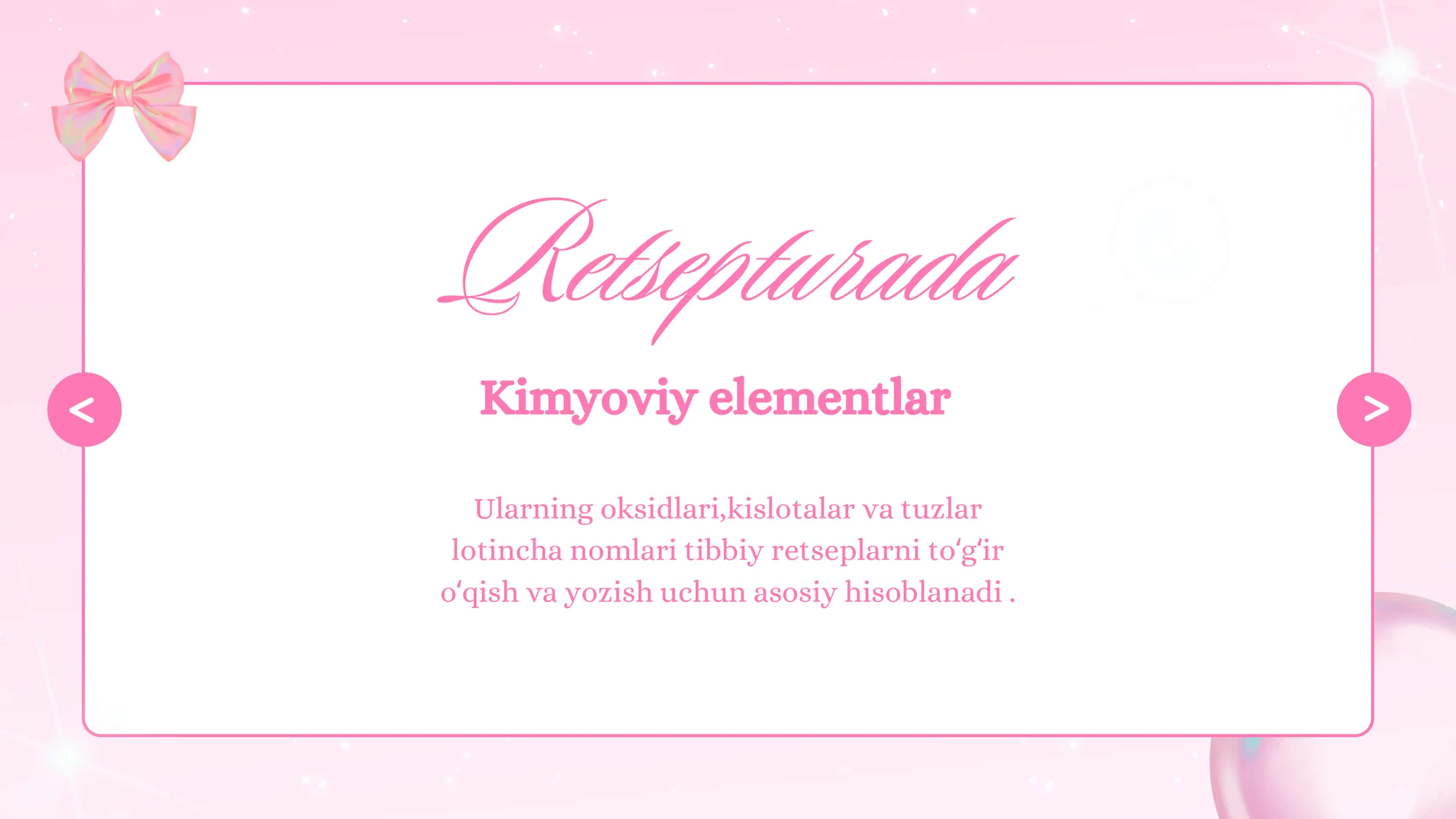 Kimyoviy elementlar Retsepturada 2