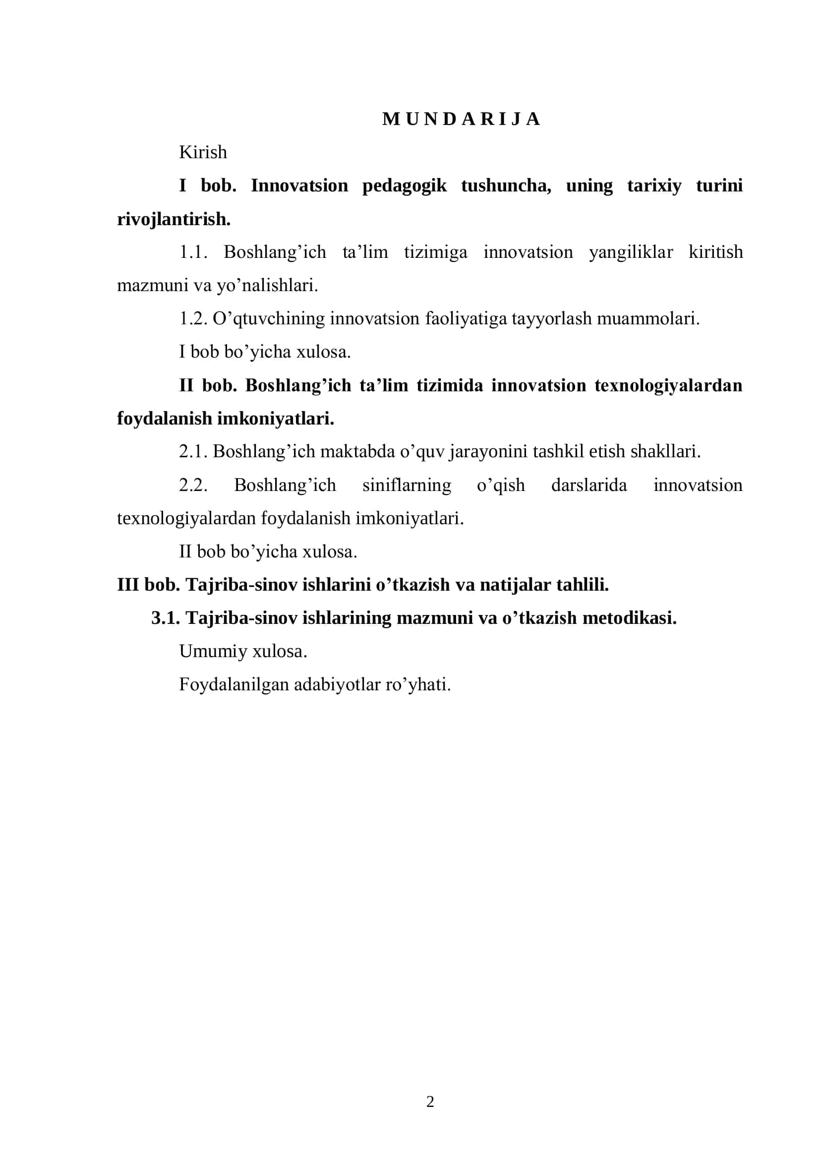 Boshlang’ich ta`limda innovatsion texnologiyalarni qo’llash usullari 2