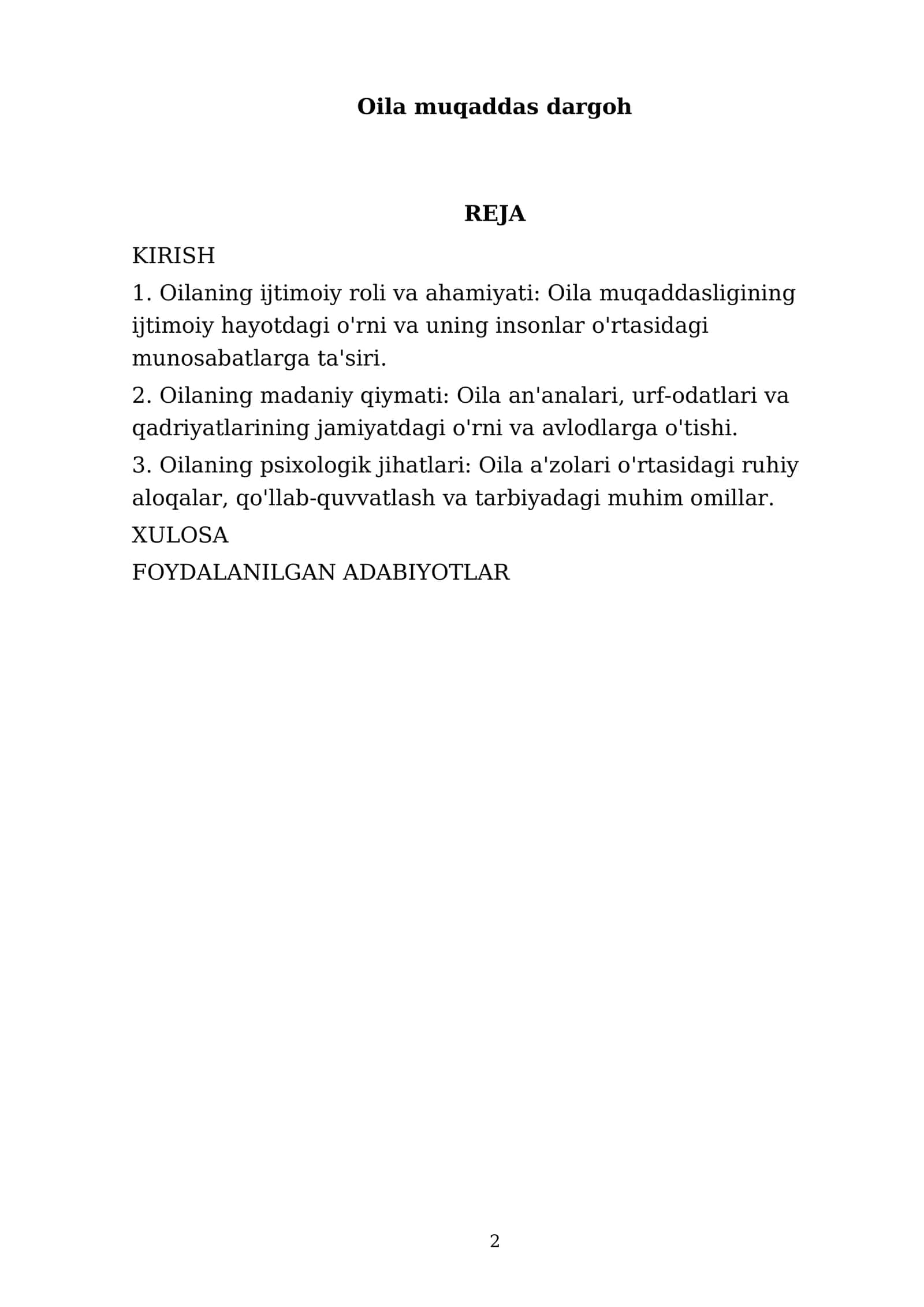 Oilaning ijtimoiy roli va ahamiyati 2