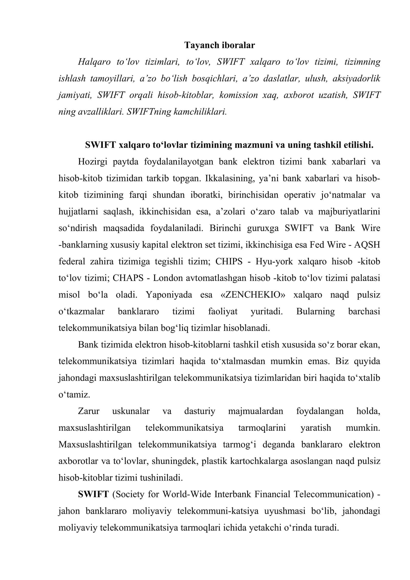 SWIFT xalqaro to‘lov tizimi 2