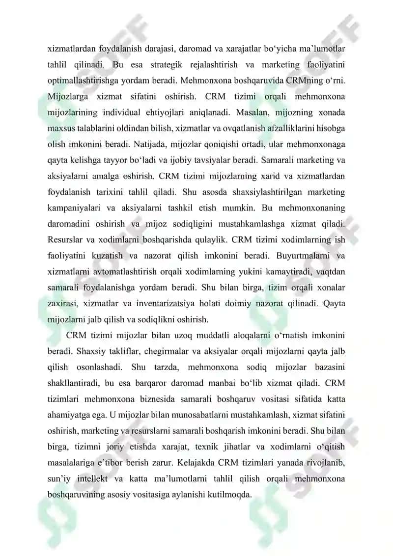 CRM TIZIMLARINING MEHMONXONA BOSHQARUVIDAGI OʻRNI 2