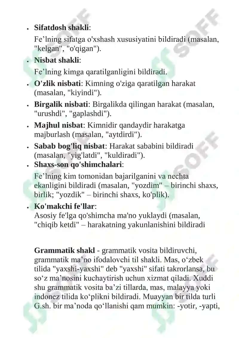 O`zbek tilida Grammatik shakilari 2