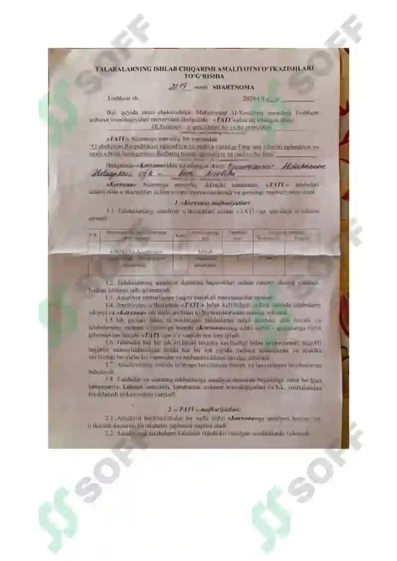 Ishlab chiqarish amaliyoti bo’yicha hisobot 2