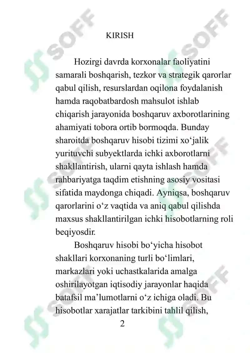 Boshqaruv hisobi bo‘yicha hisobot shakllari 2