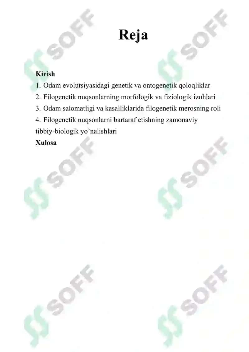 Odamda rivojlanishning filogenetik nuqsonlari 2
