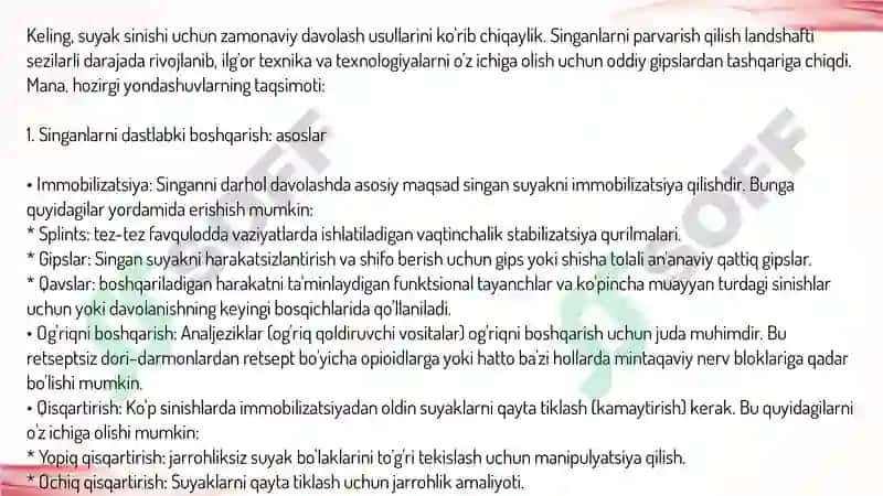 Suyak sinishlarida zamonaviy davolash usullari 2