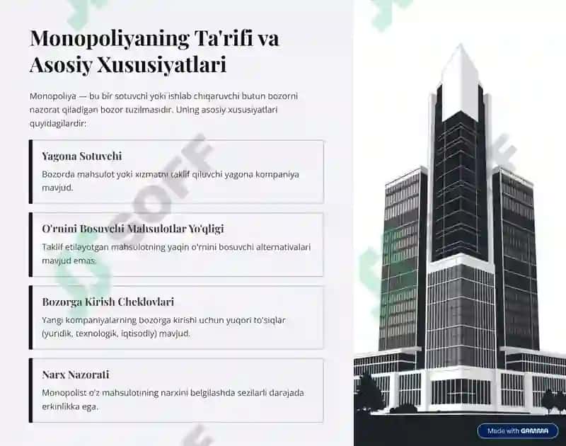 Monopoliyaning Ta'rifi va Asosiy Xususiyatlari 2