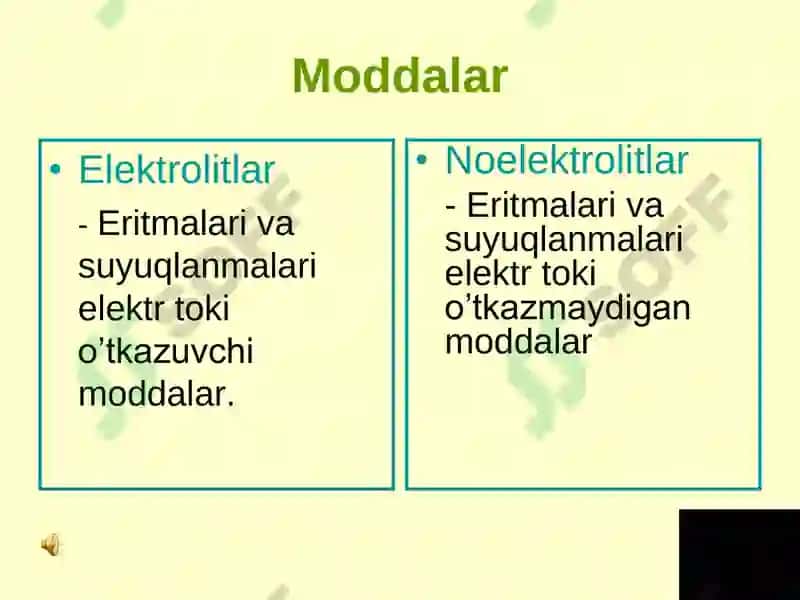 Elektrolitlardagi jarayonlar 2