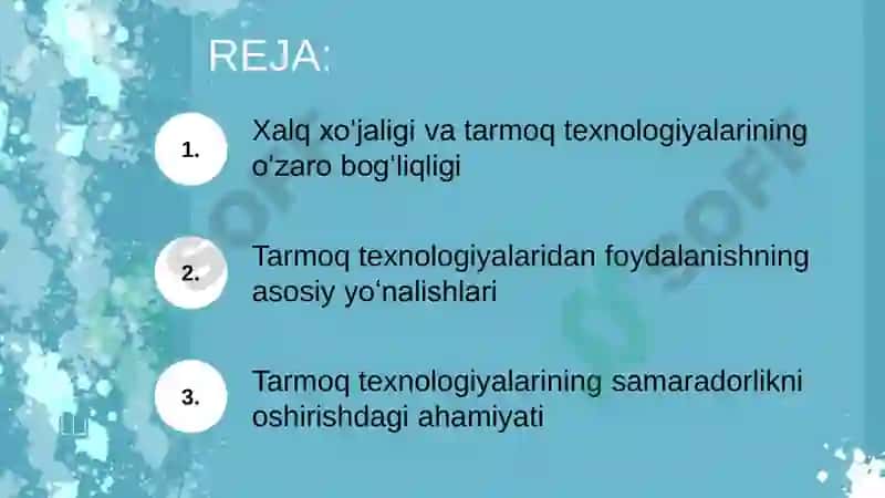 Xalq xo'jaligining turli sohalari va tarmoqlarida tarmoq texnologiyalaridan foydalanish yo'llari 2