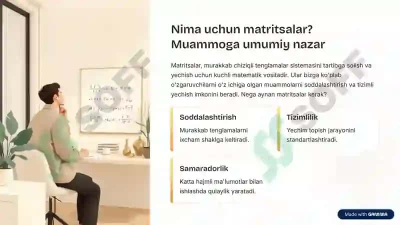 Matritsalar bilan ishlash 2