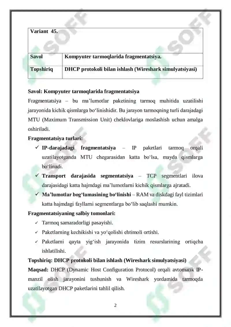 Kompyuter tarmoqlarida fragmentatsiya 2