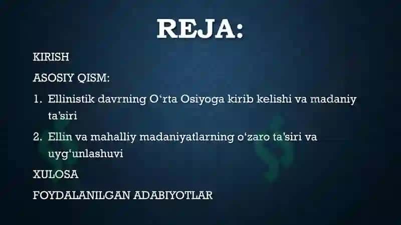 ELLIN DAVRIDA O'RTA OSIYO MADANIYATI 2