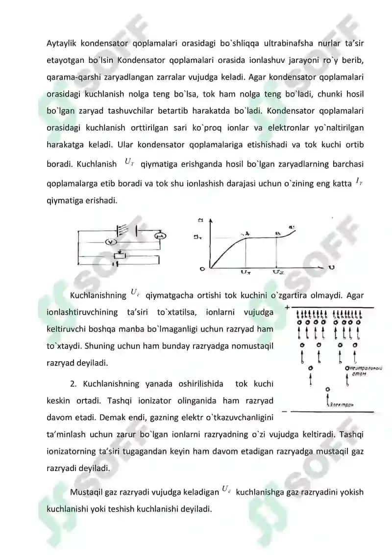Gazlarda elektr toki. Gaz razryadi mustaqil ish 2