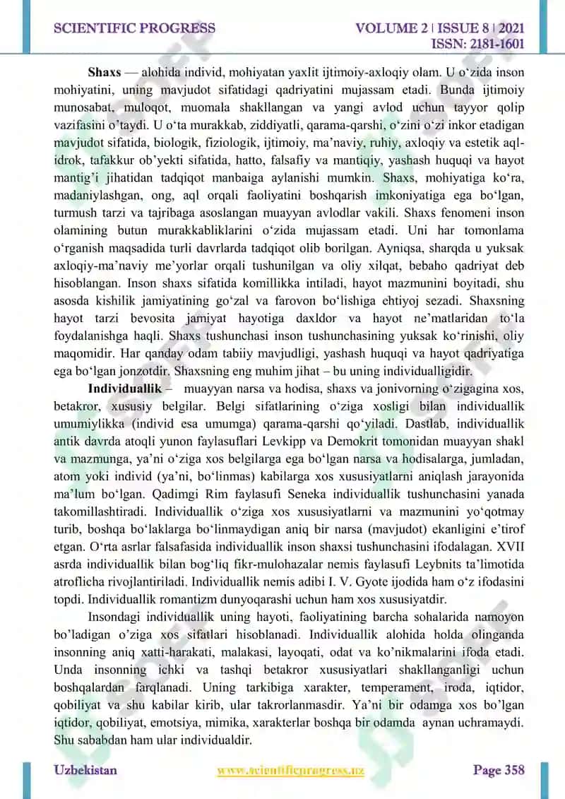 INDIVID, SHAXS, INDIVIDUALLIK TUSHUNCHALARI 2