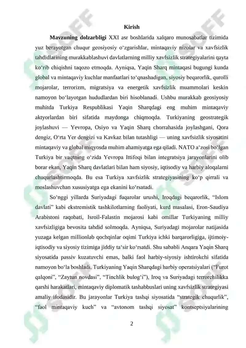 Turkiyaning xavfsizlik strategiyasi 2
